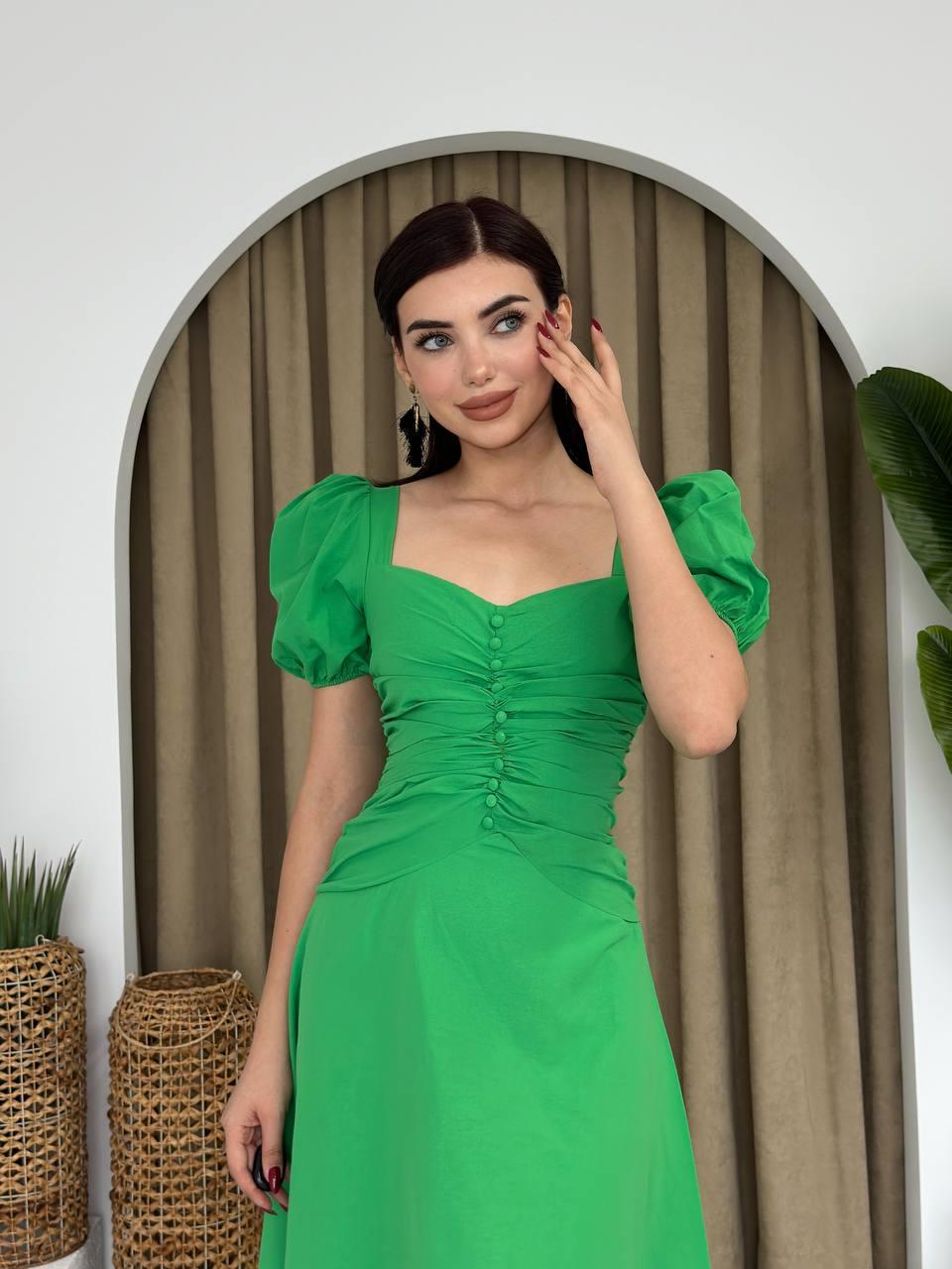 Poplin Düğmeli Midi Boy Elbise | 