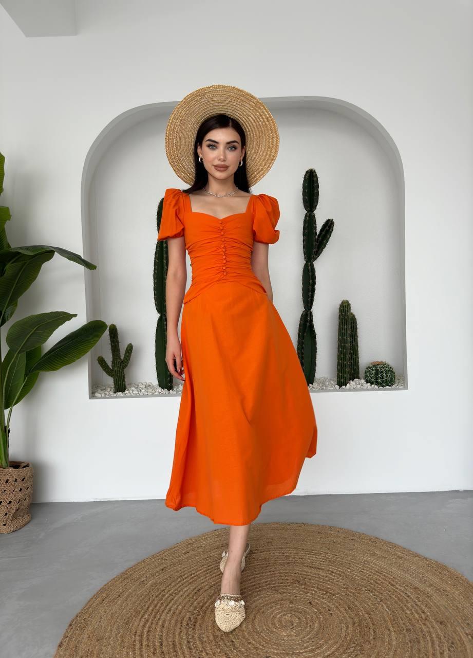 Poplin Düğmeli Midi Boy Elbise | 