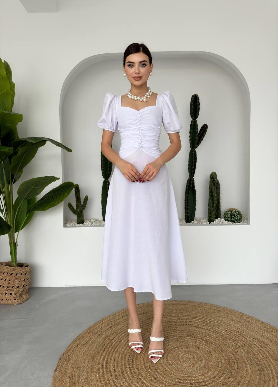 Poplin Düğmeli Midi Boy Elbise | 