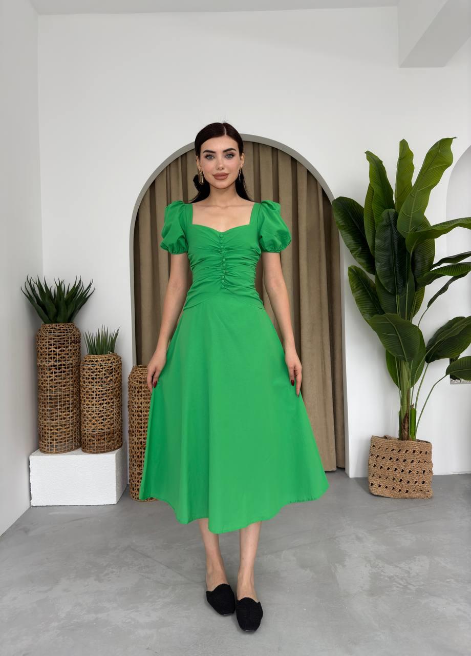 Poplin Düğmeli Midi Boy Elbise | 