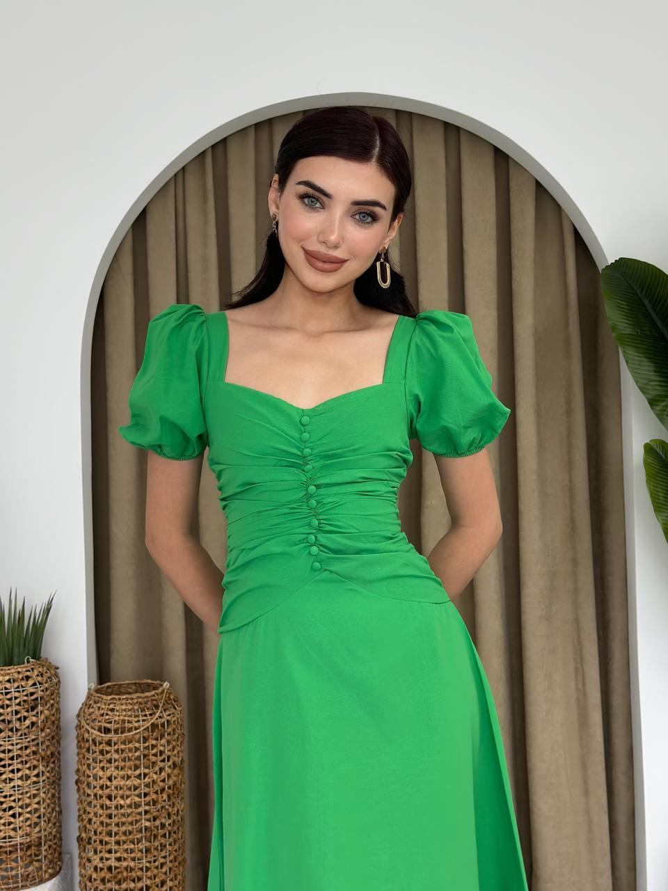 Poplin Düğmeli Midi Boy Elbise | 