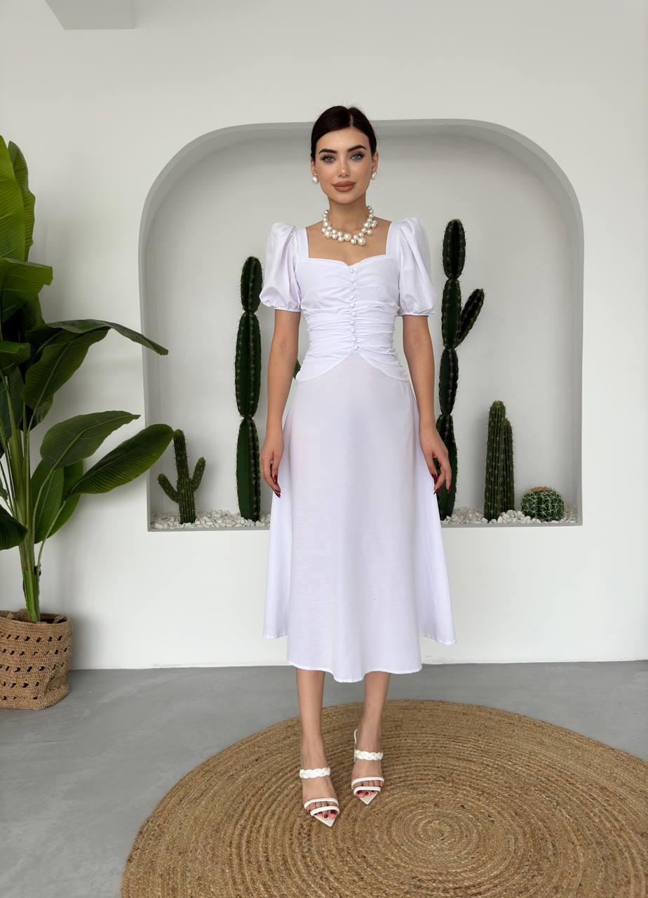 Poplin Düğmeli Midi Boy Elbise | 