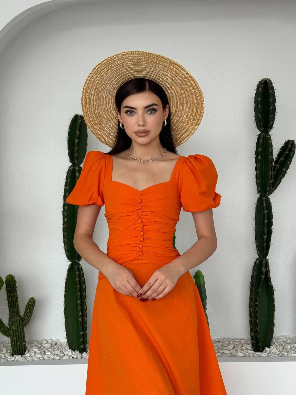 Poplin Düğmeli Midi Boy Elbise | 