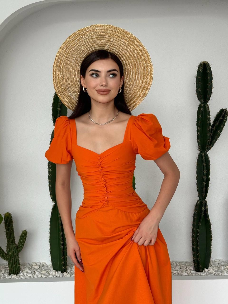 Poplin Düğmeli Midi Boy Elbise | 