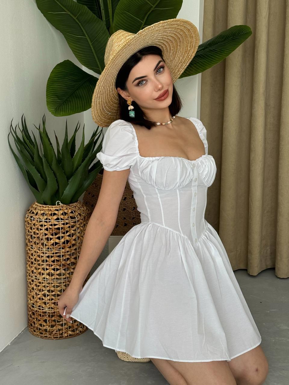 Poplin Mİni Düğmeli Elbise | 