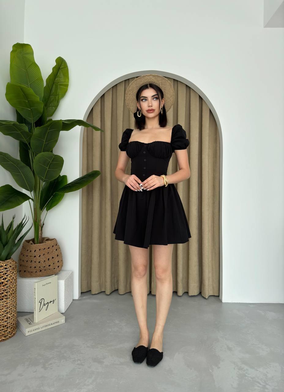 Poplin Mİni Düğmeli Elbise  | 