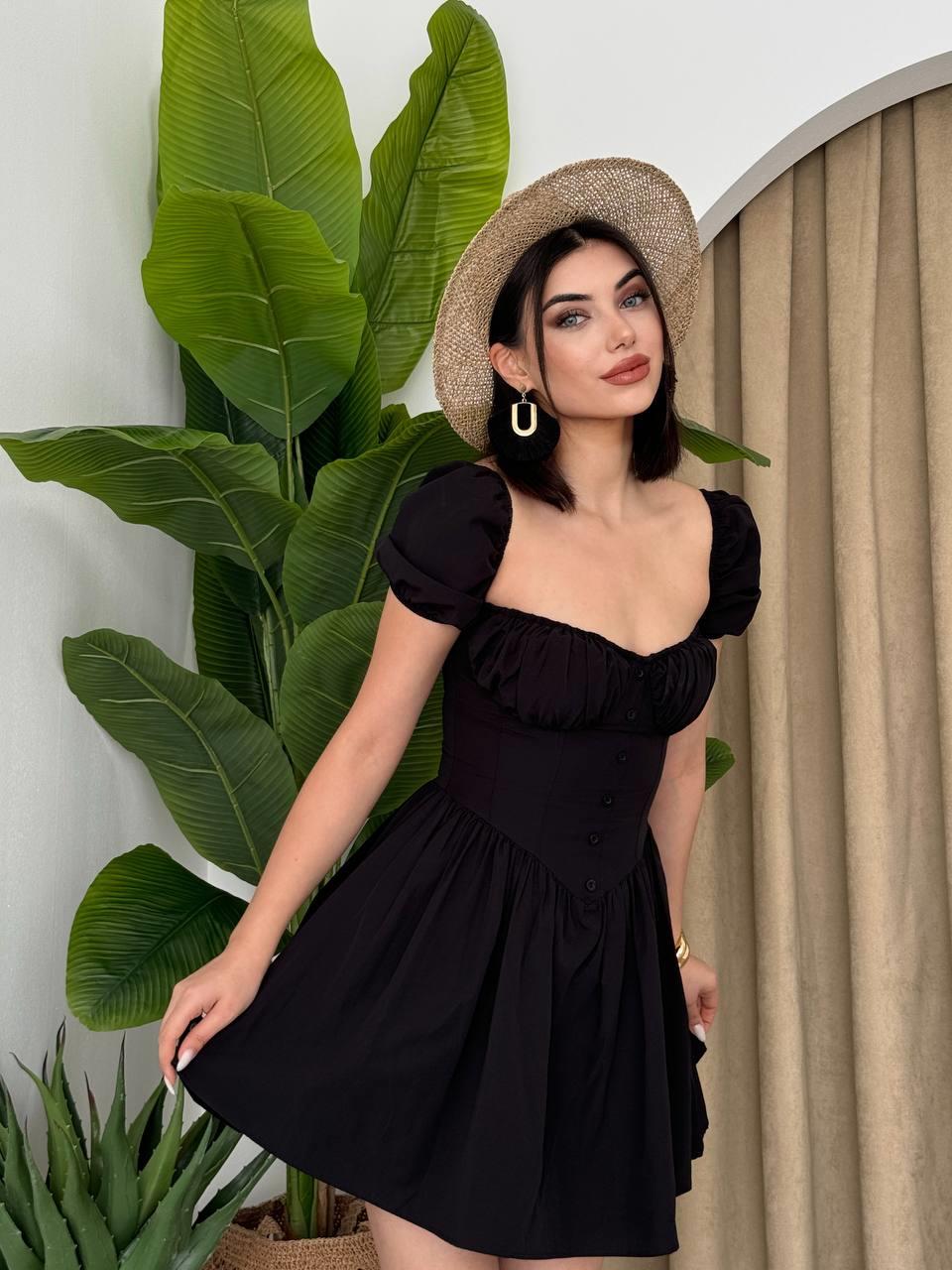 Poplin Mİni Düğmeli Elbise  | 
