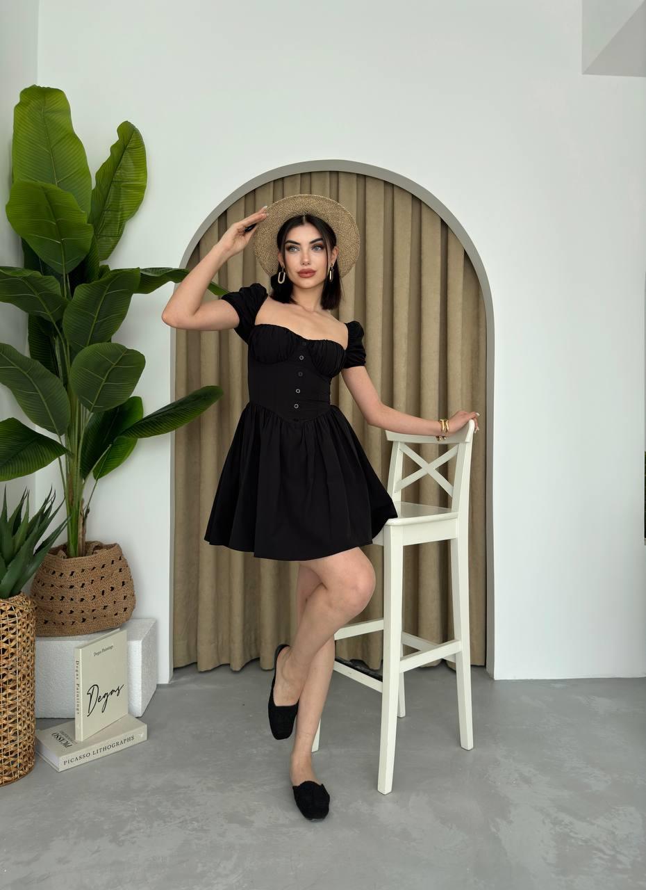 Poplin Mİni Düğmeli Elbise  | 