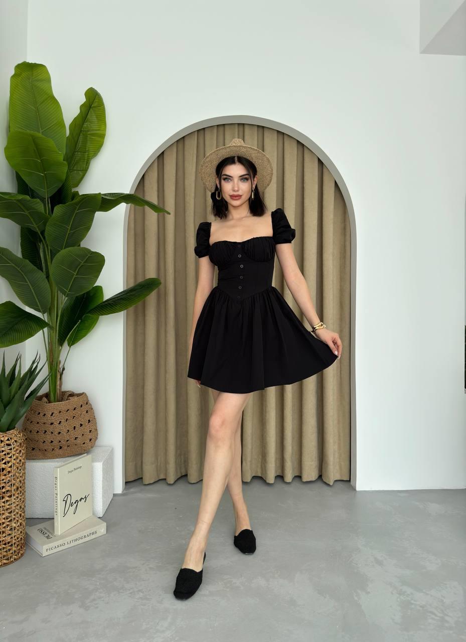 Poplin Mİni Düğmeli Elbise  | 