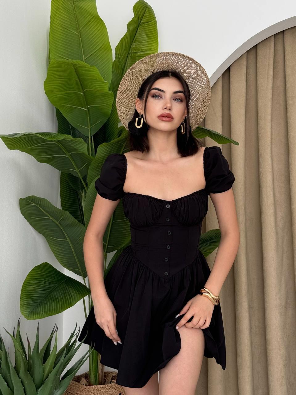 Poplin Mİni Düğmeli Elbise  | 