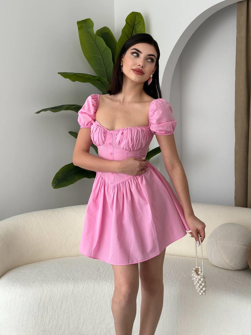Poplin Mİni Düğmeli Elbise | 