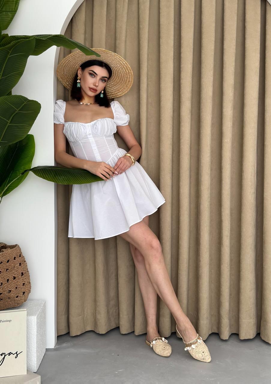 Poplin Mİni Düğmeli Elbise | 