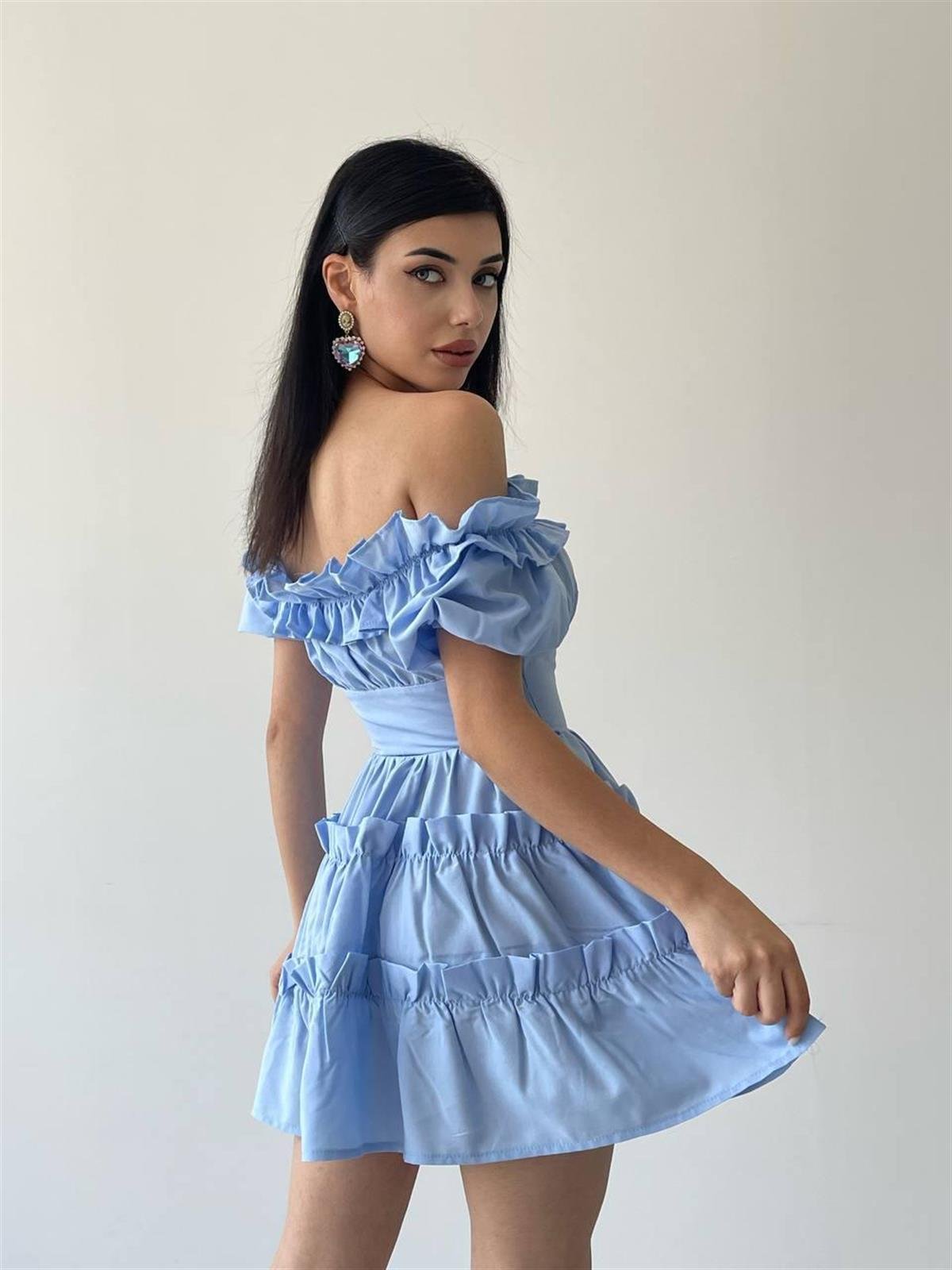 Poplin Mini Mavi Elbise