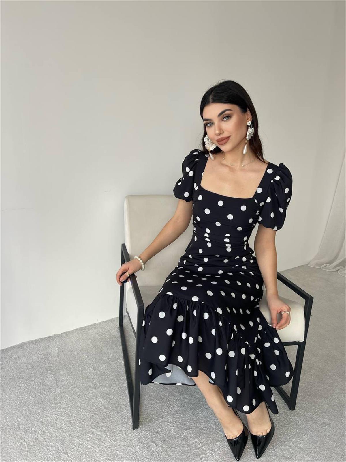 Puantyeli Eliza Midi Boy Elbise 
