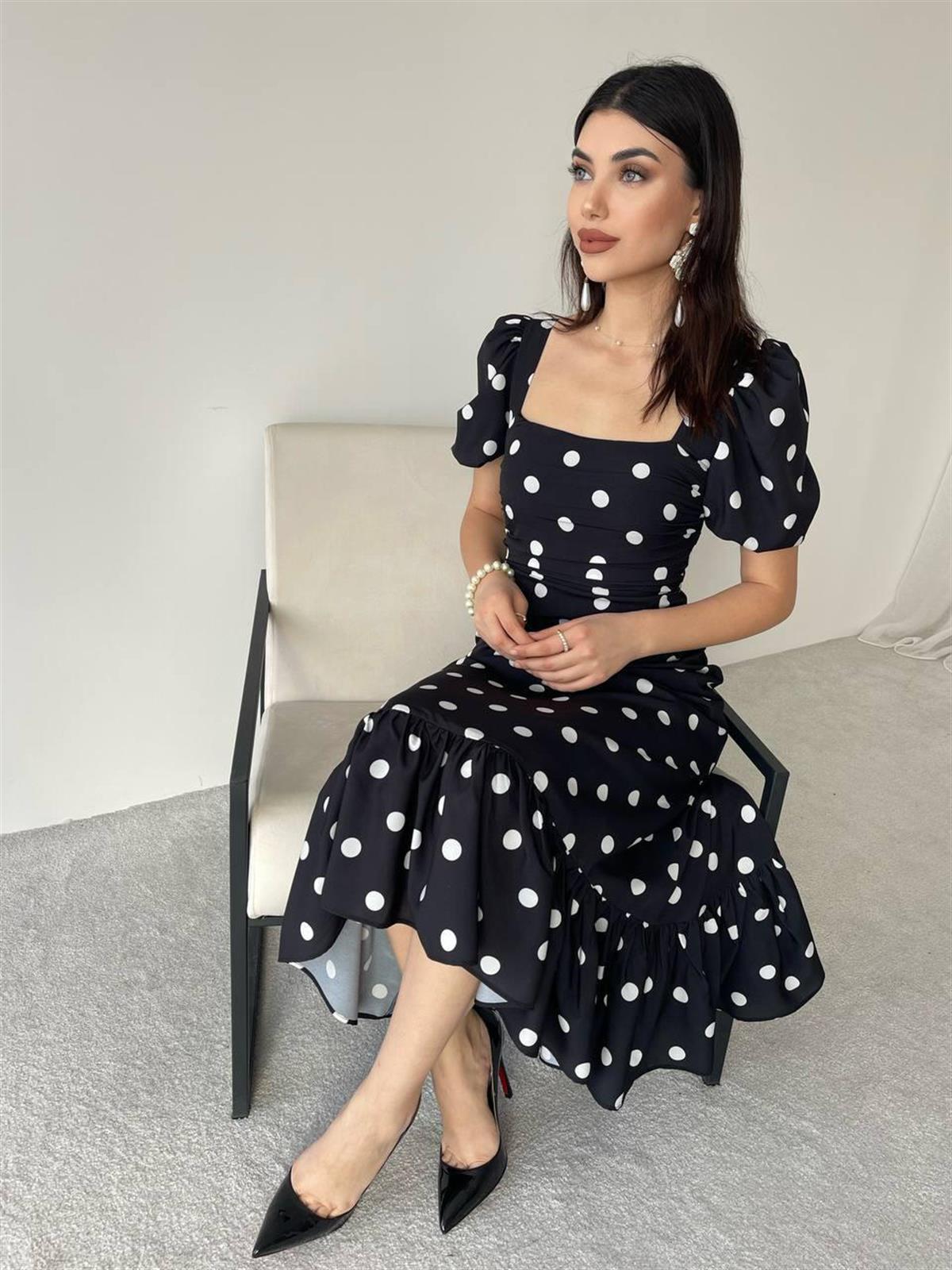 Puantyeli Eliza Midi Boy Elbise 