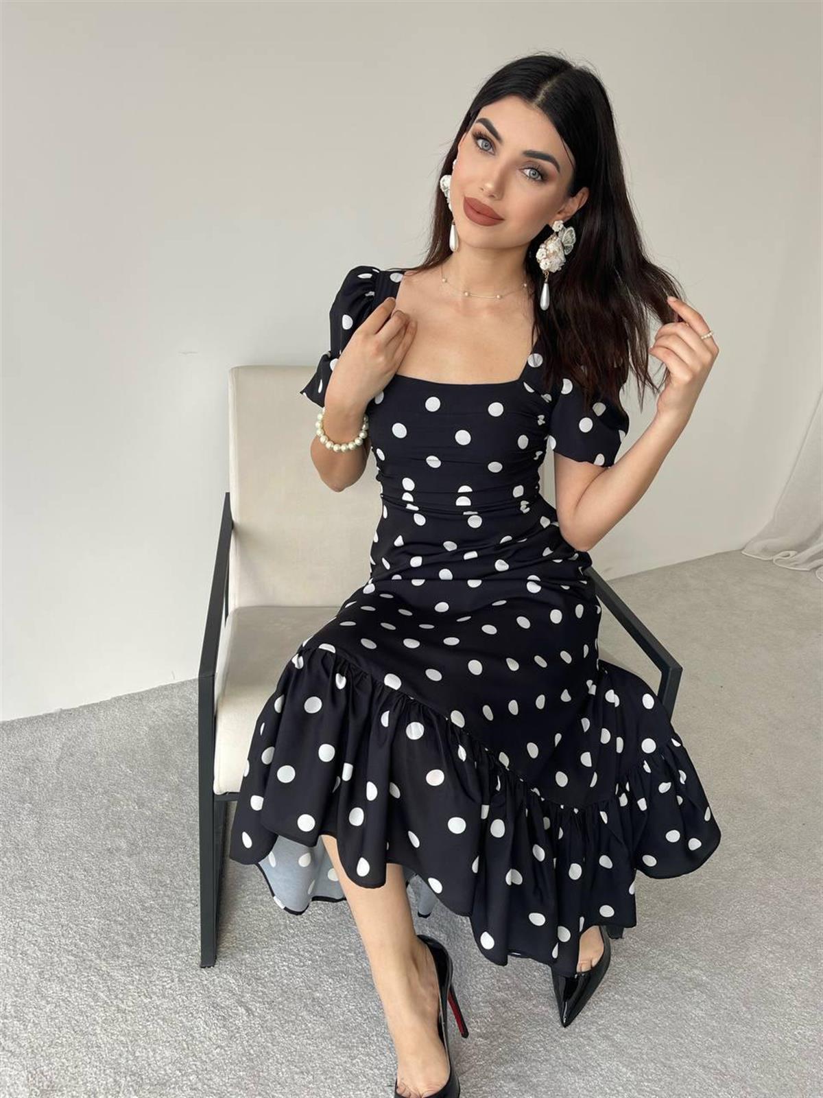 Puantyeli Eliza Midi Boy Elbise 