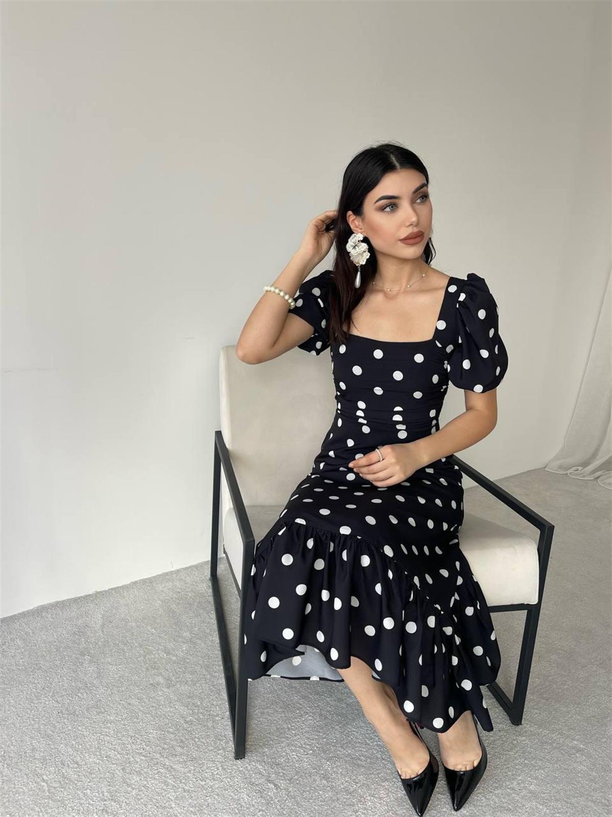 Puantyeli Eliza Midi Boy Elbise 