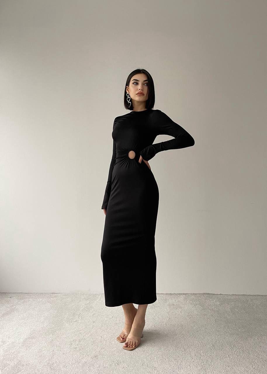 Sanem Siyah Uzun Minimal Dekolteli Elbise  | 