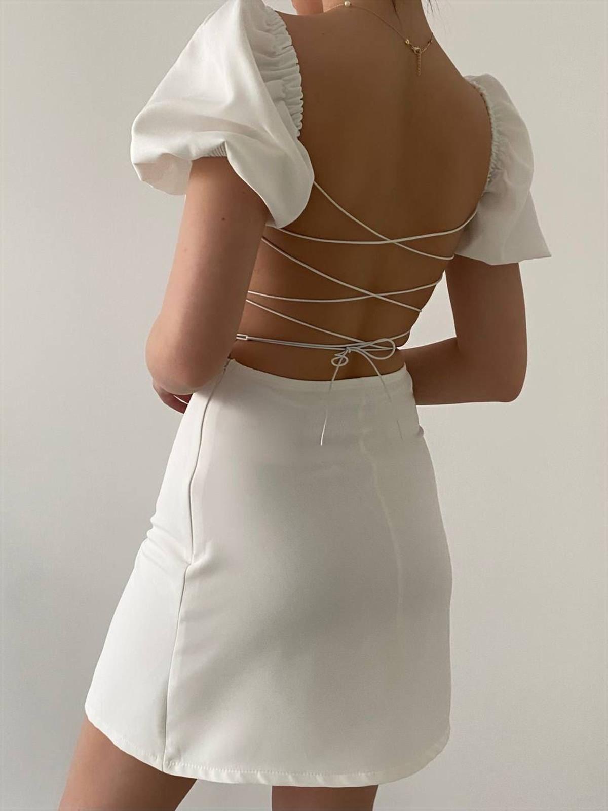 Sırt Dekolteli Atlas Elbise 