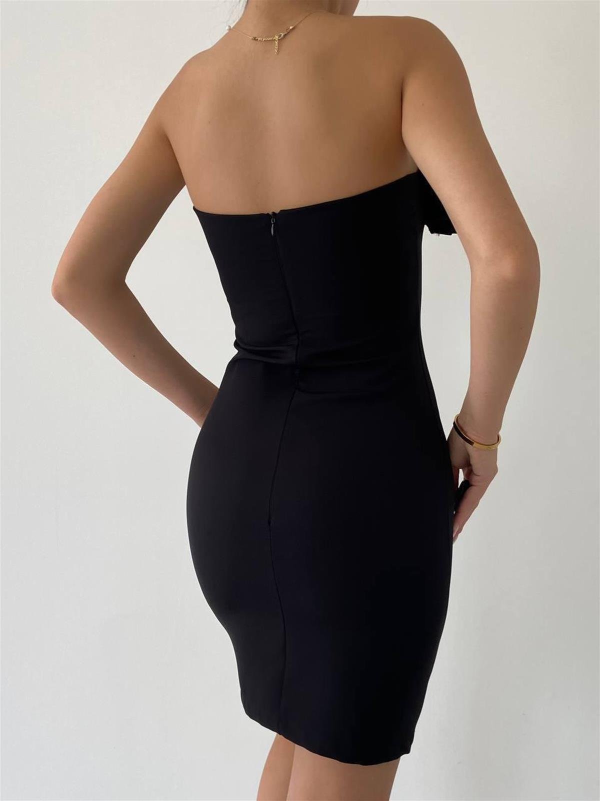 Sofia Siyah Mini Elbise 