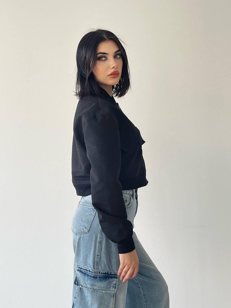 Solomon Bomber Crop Ceket Siyah