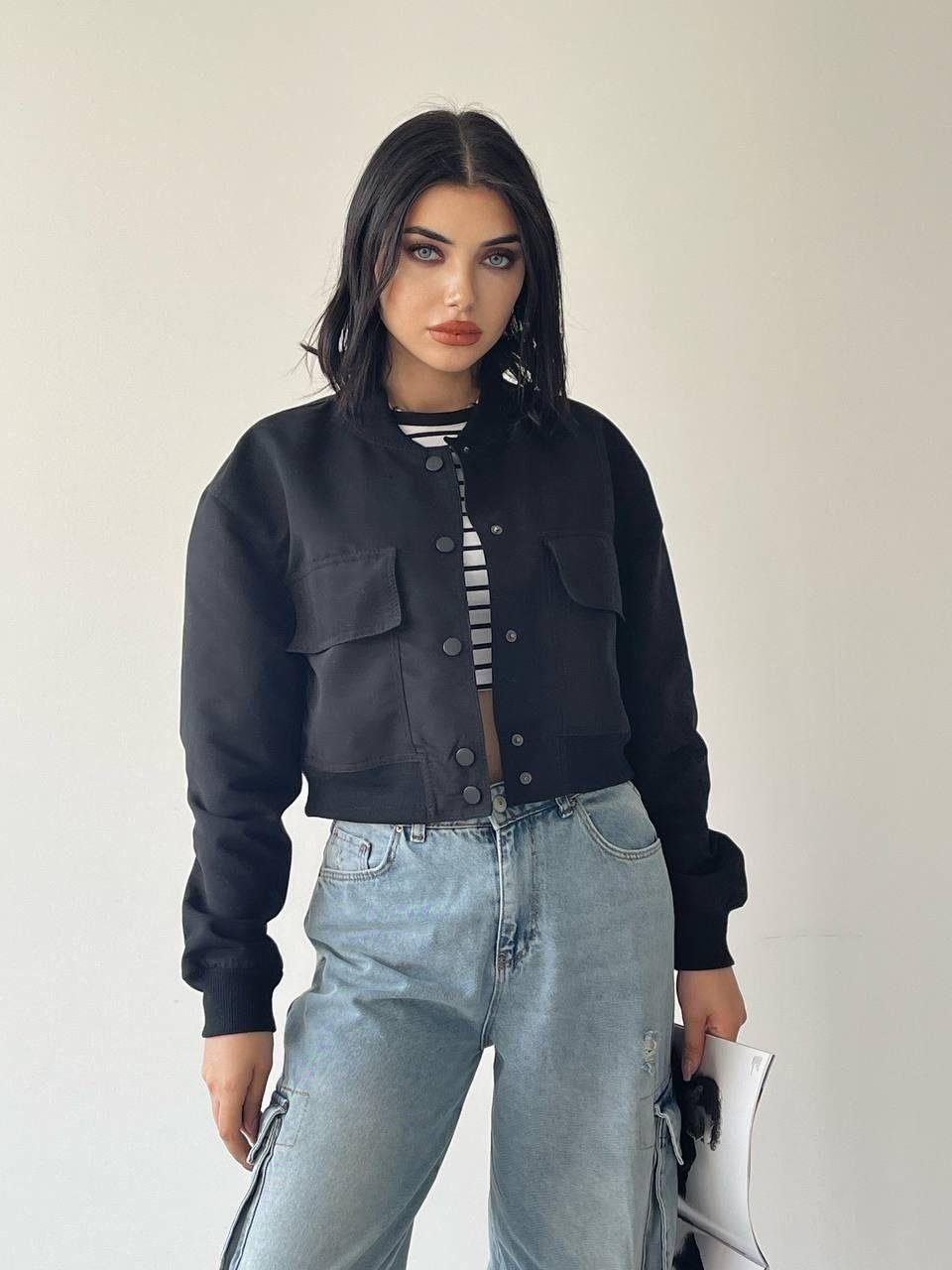 Solomon Bomber Crop Ceket Siyah