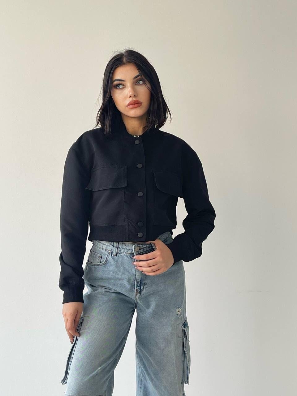 Solomon Bomber Crop Ceket Siyah