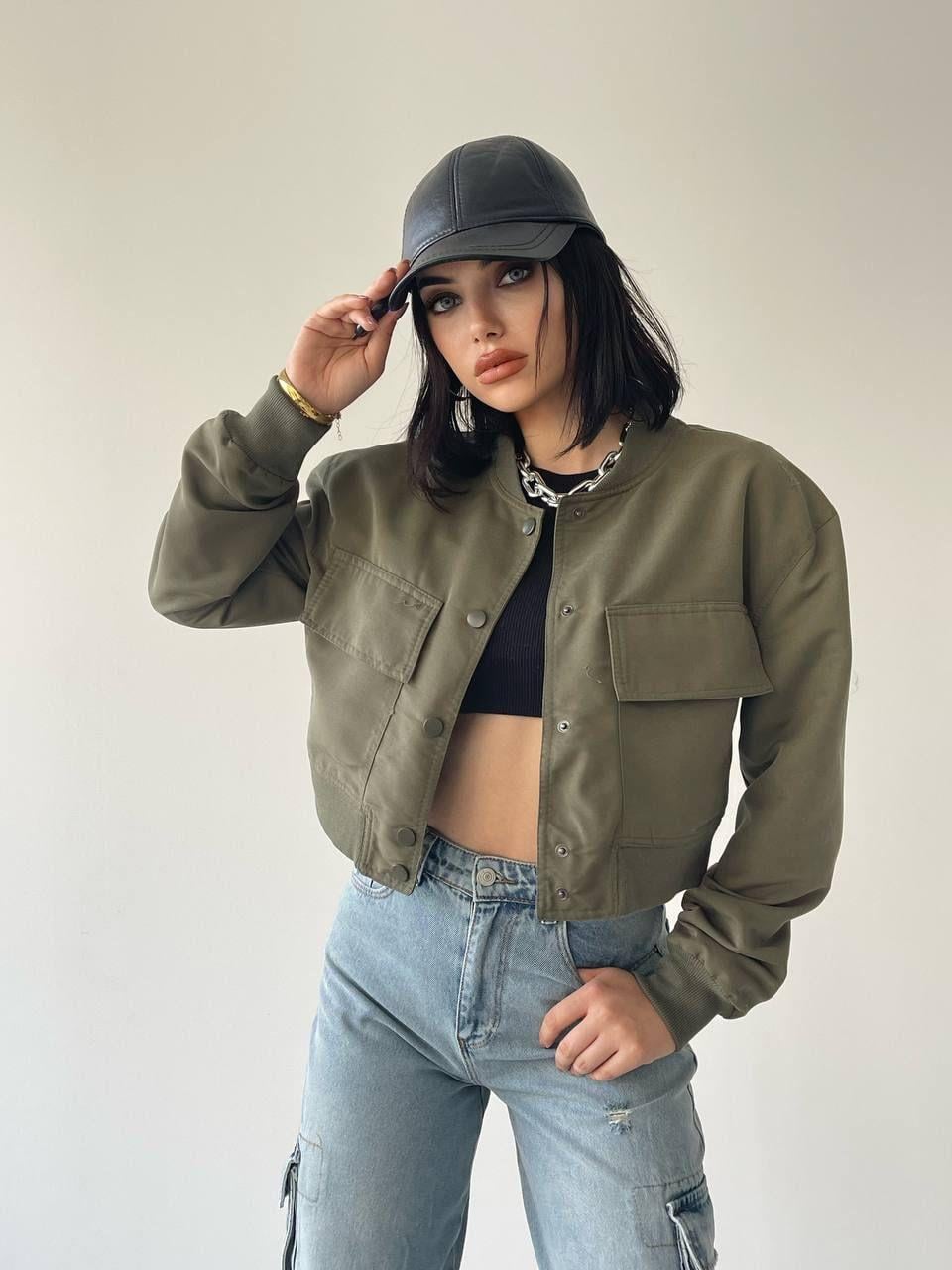 Solomon Bomber Crop Ceket Yeşil