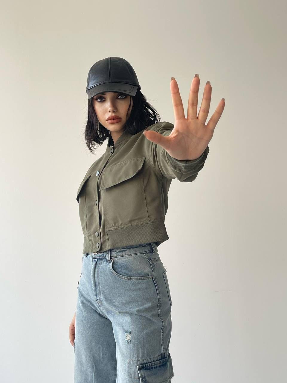 Solomon Bomber Crop Ceket Yeşil