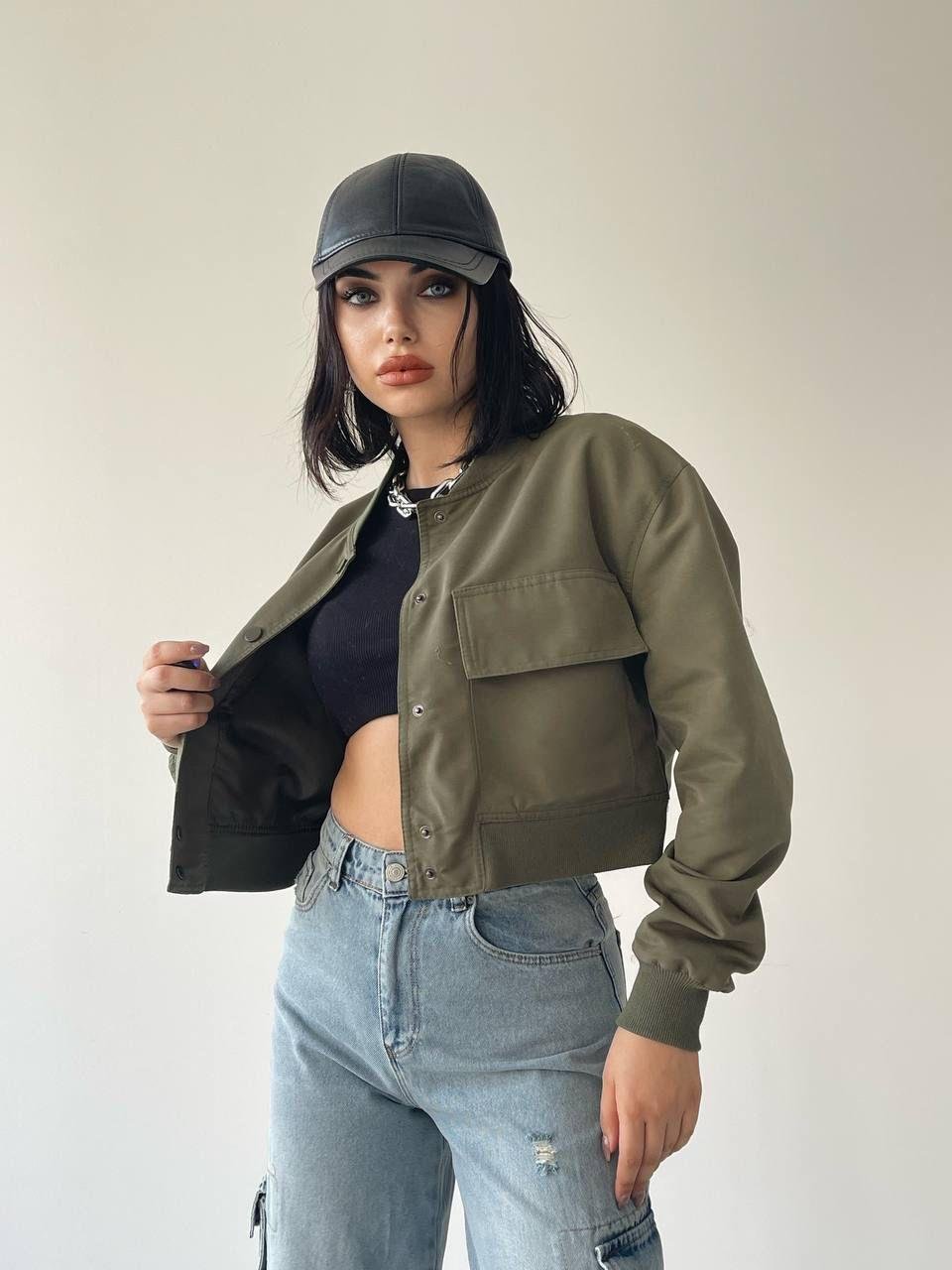 Solomon Bomber Crop Ceket Yeşil