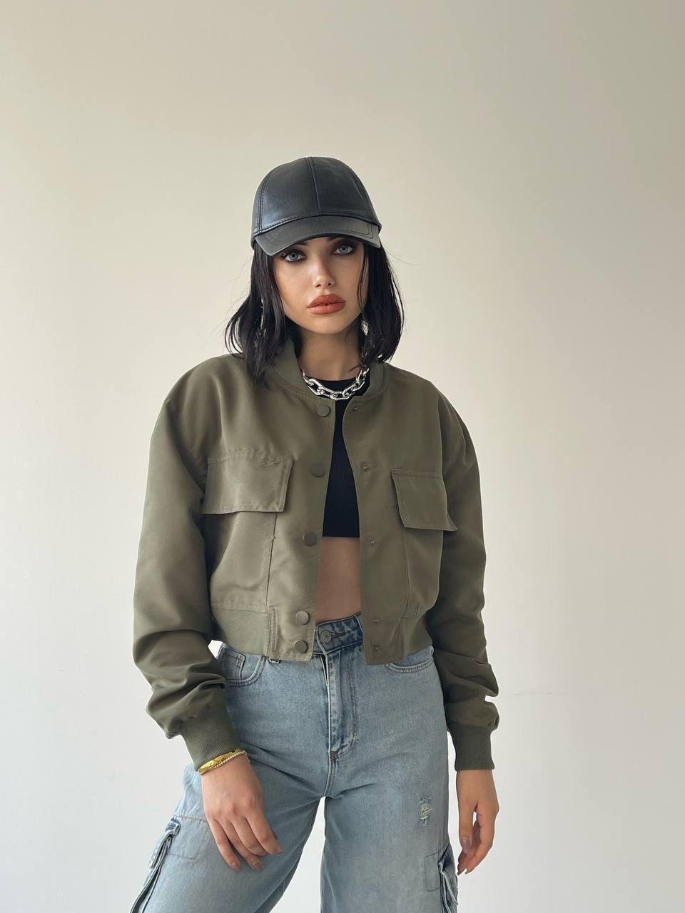 Solomon Bomber Crop Ceket Yeşil