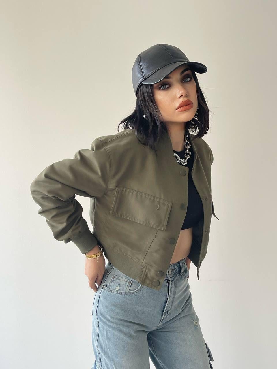 Solomon Bomber Crop Ceket Yeşil