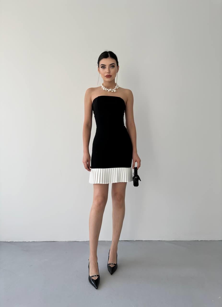 Straplez İnci Mini Elbise | 