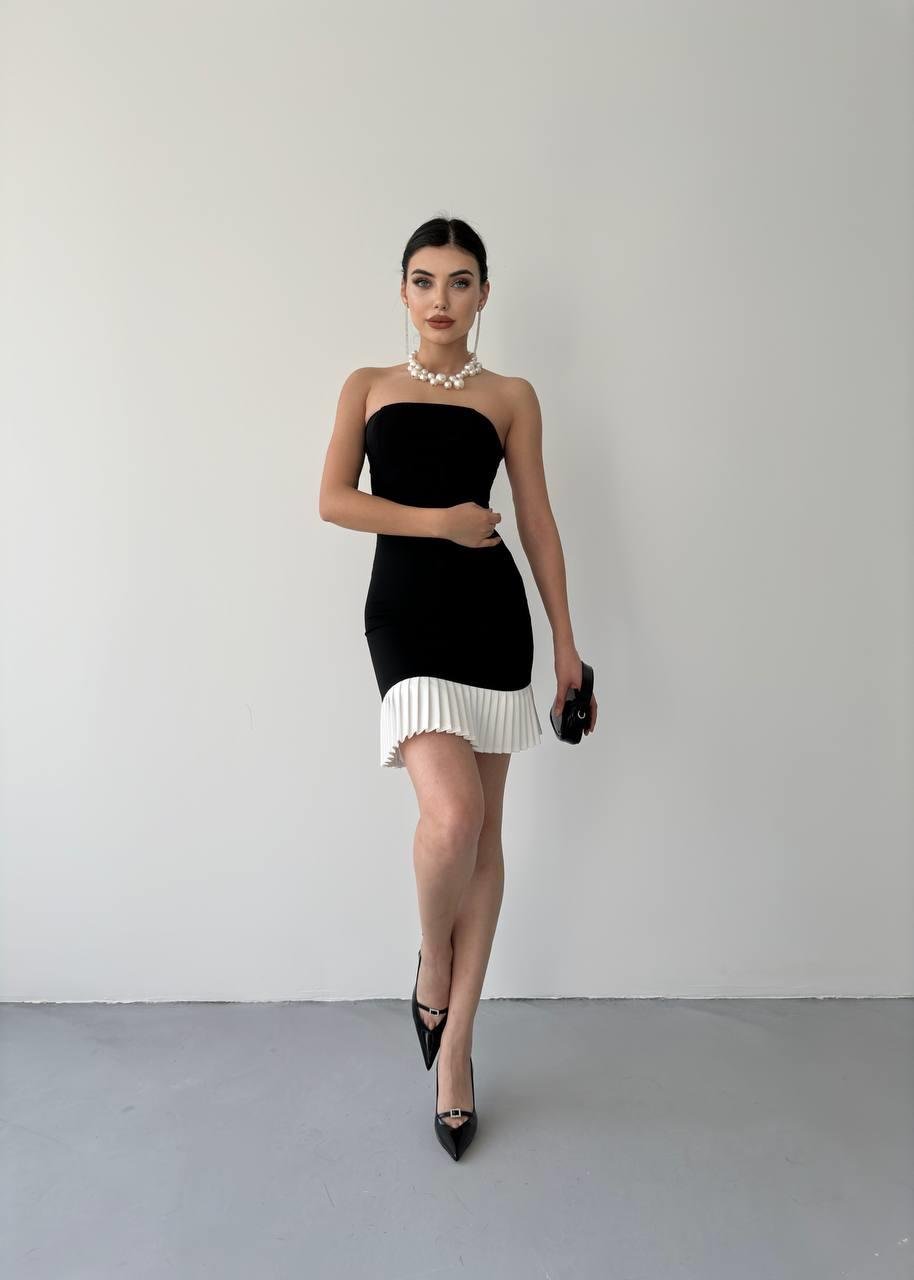 Straplez İnci Mini Elbise | 