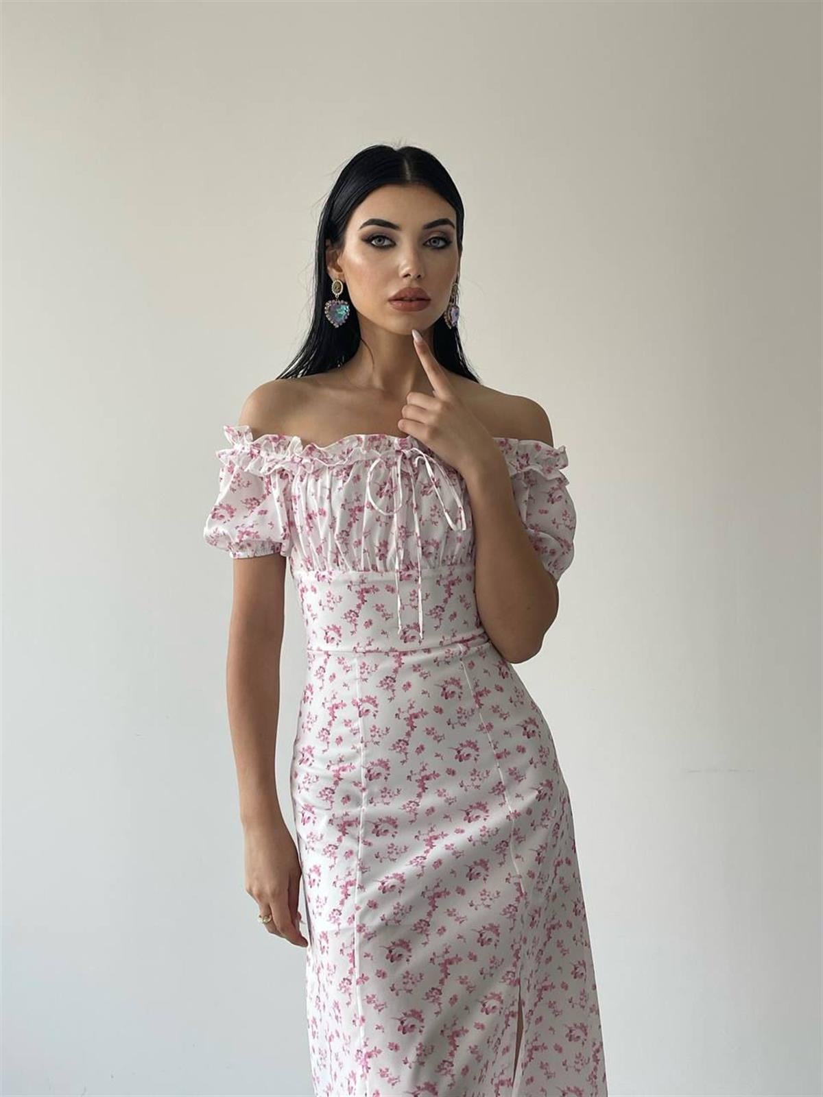 Taylor Midi Yırtmaçlı Elbise Pembe 