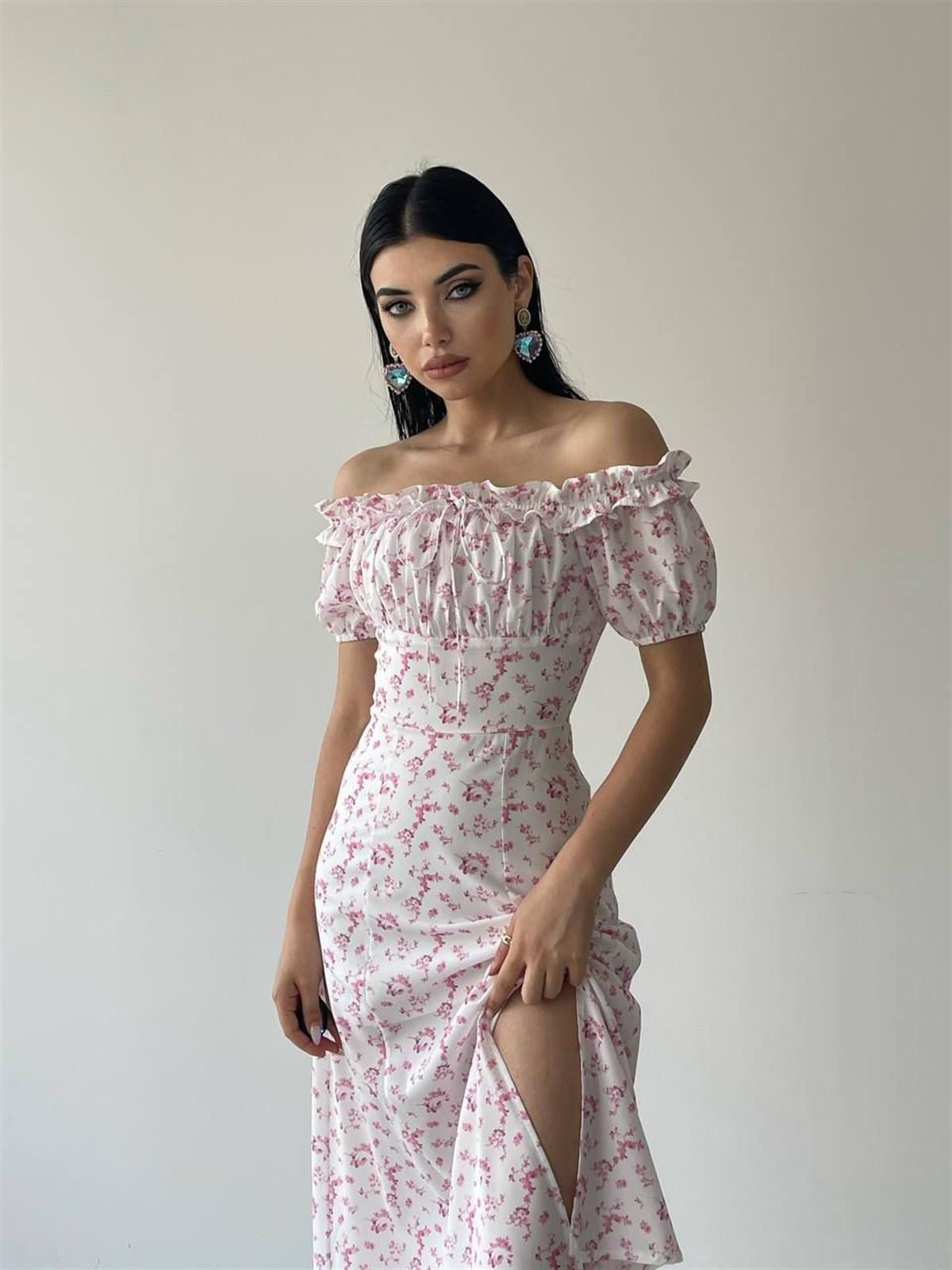 Taylor Midi Yırtmaçlı Elbise Pembe 