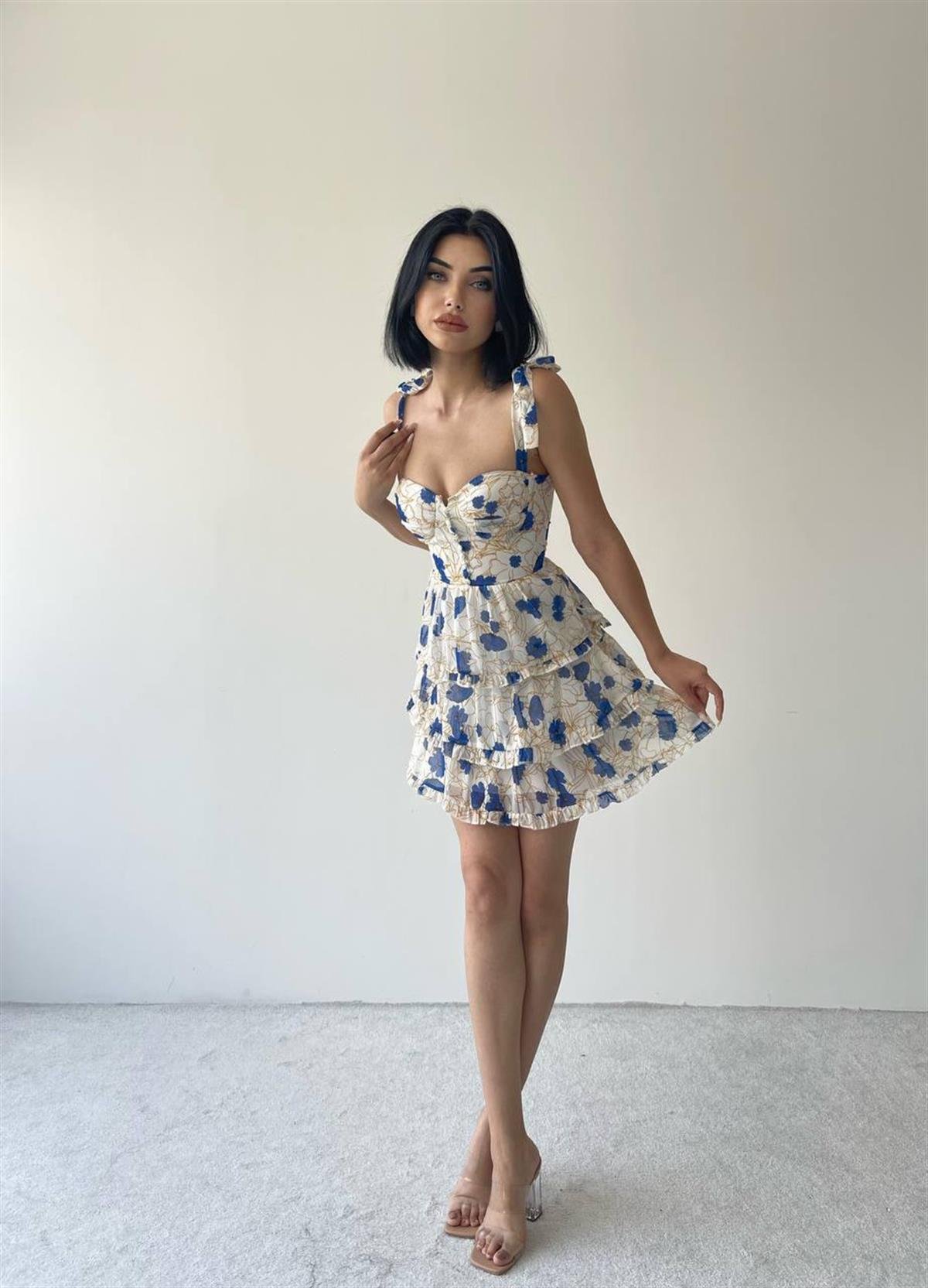 Tina Mini Düğme Detay Elbise 