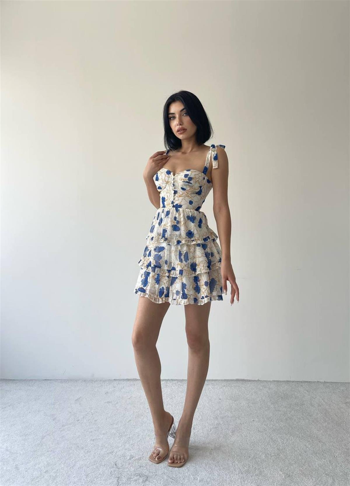 Tina Mini Düğme Detay Elbise 