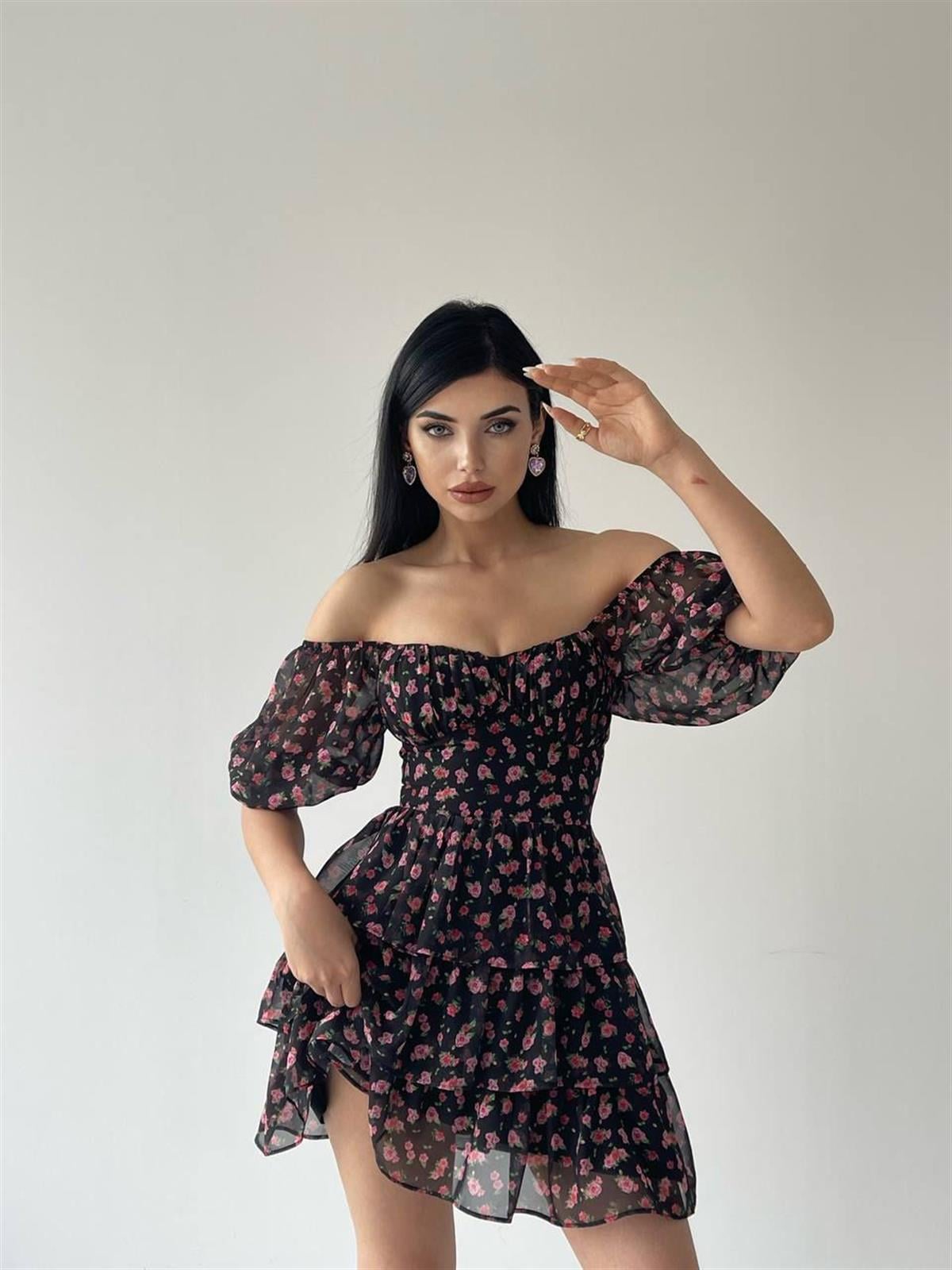 Tinsley Şifon Çiçekli Elbise