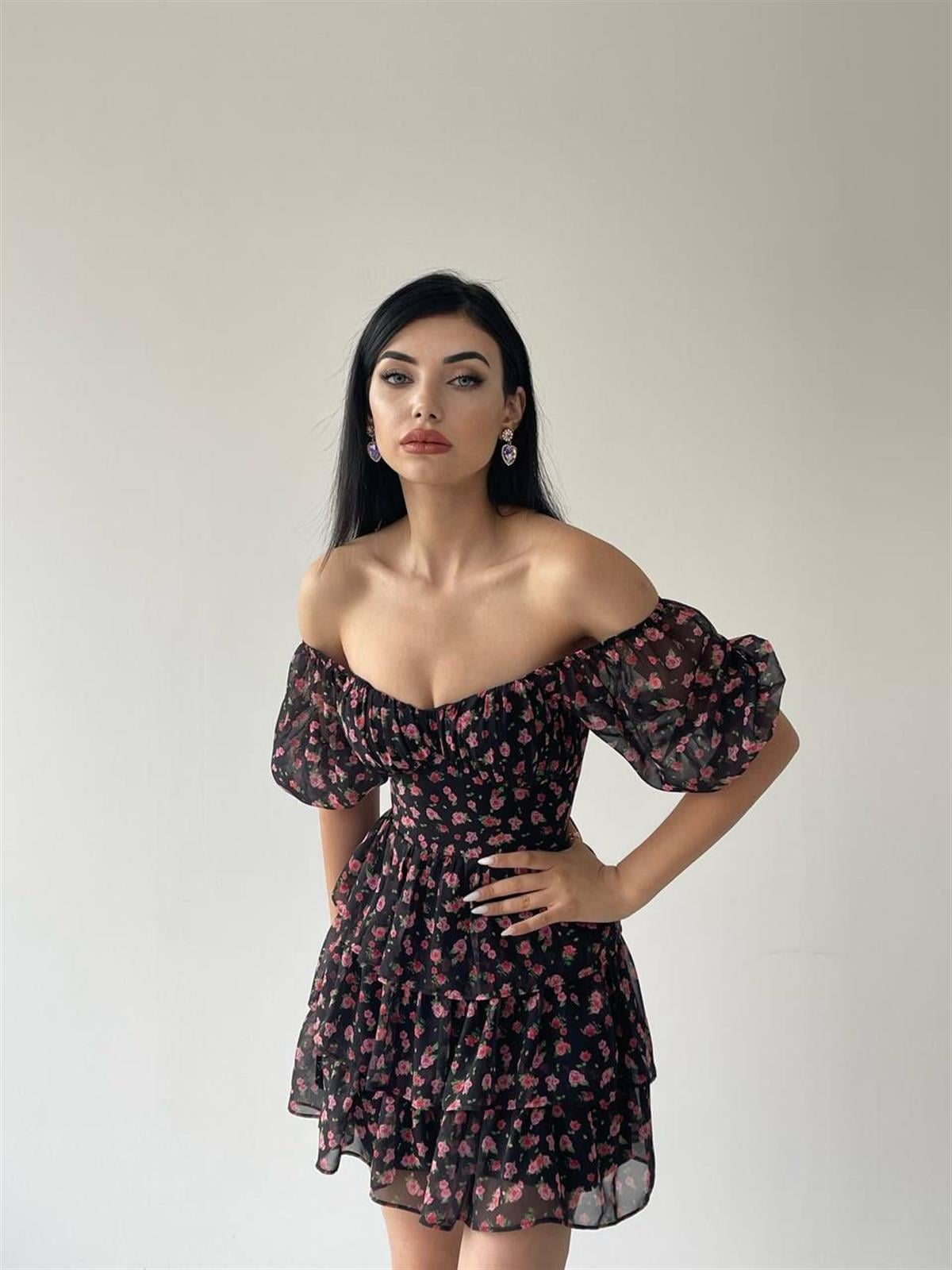 Tinsley Şifon Çiçekli Elbise