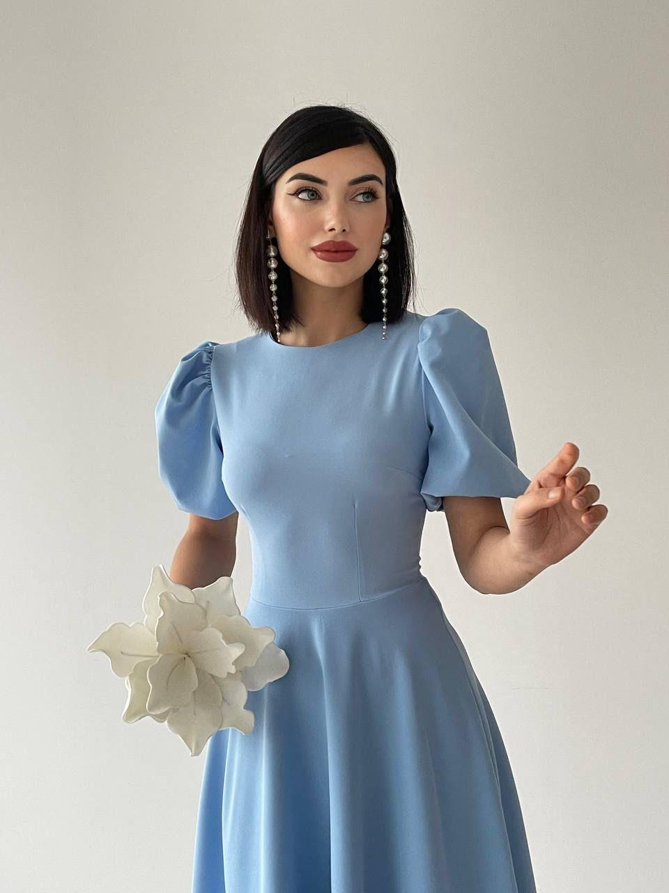 Viki Midi Boy Kloş Elbise-4414 - Bebe Mavi | 