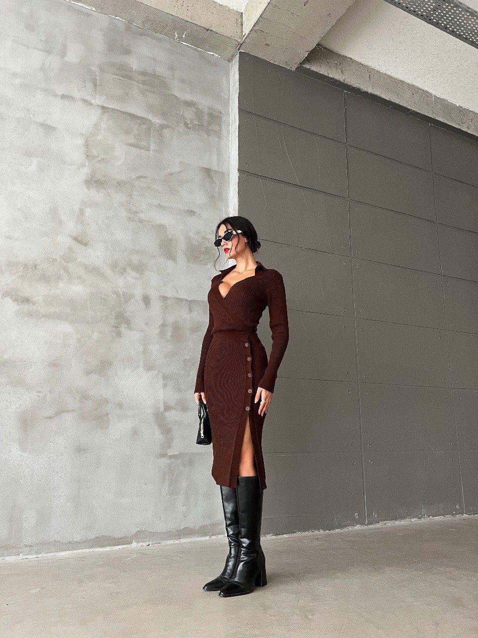 Zora Midi Triko Elbise Camel