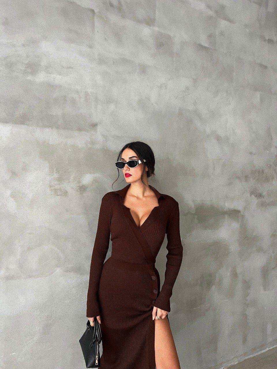 Zora Midi Triko Elbise Camel