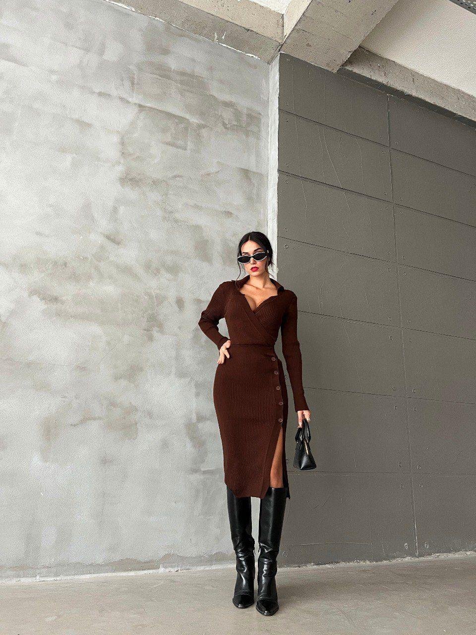 Zora Midi Triko Elbise Camel