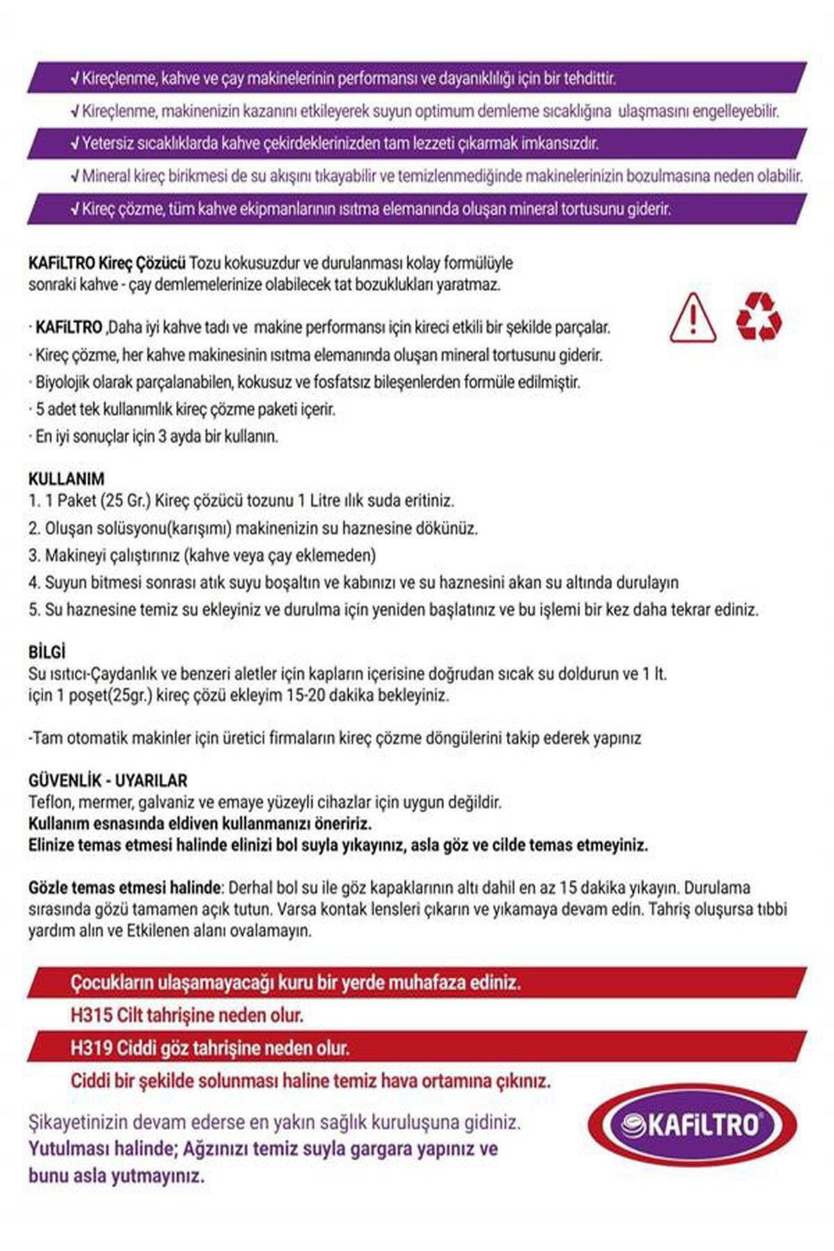 Kafiltro - Ev Tipi Kahve Makineleri Kireç Temizleyicisi | 5 adet