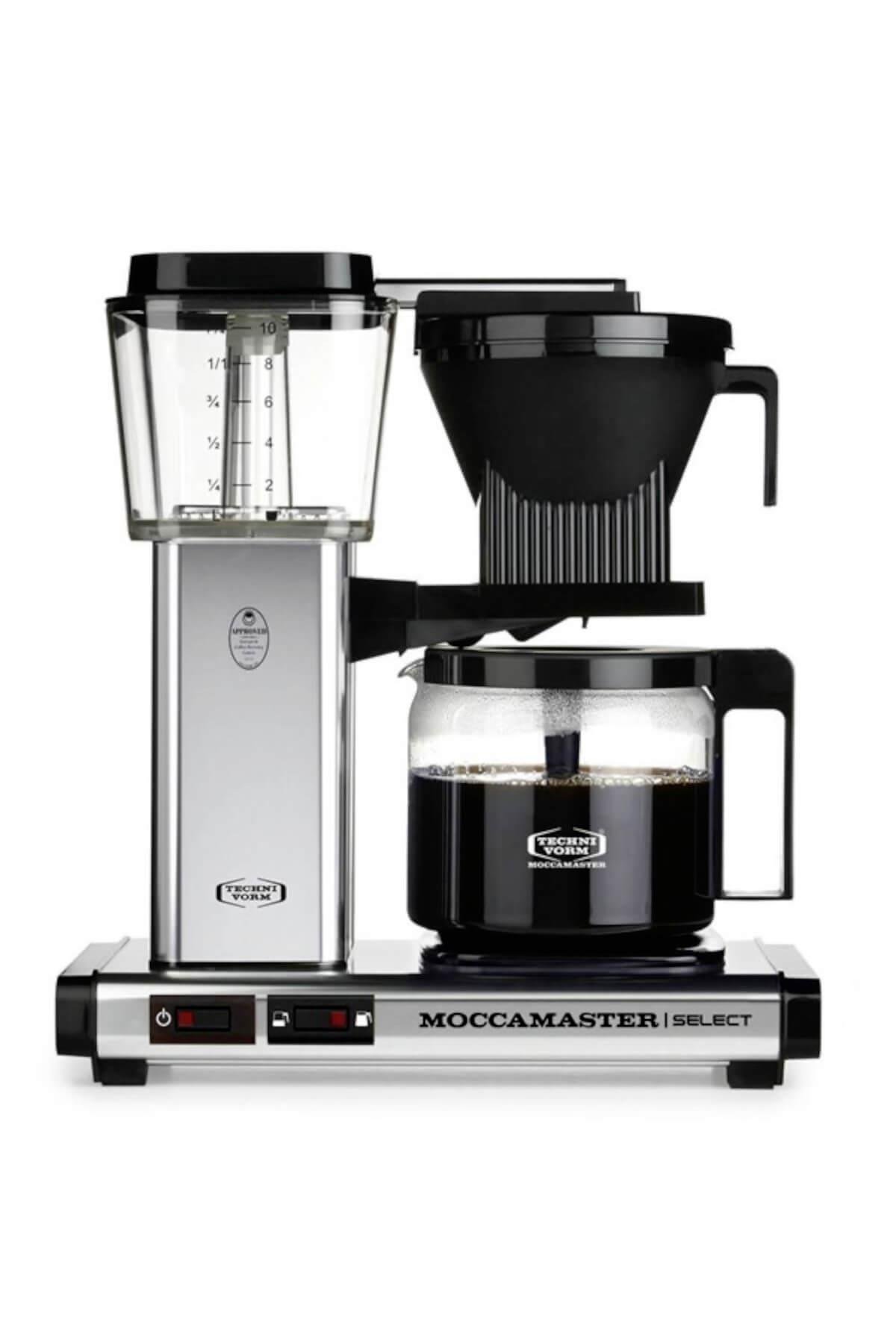 Parlak Gümüş | Moccamaster Select Filtre Kahve Makinesi Cam Potlu