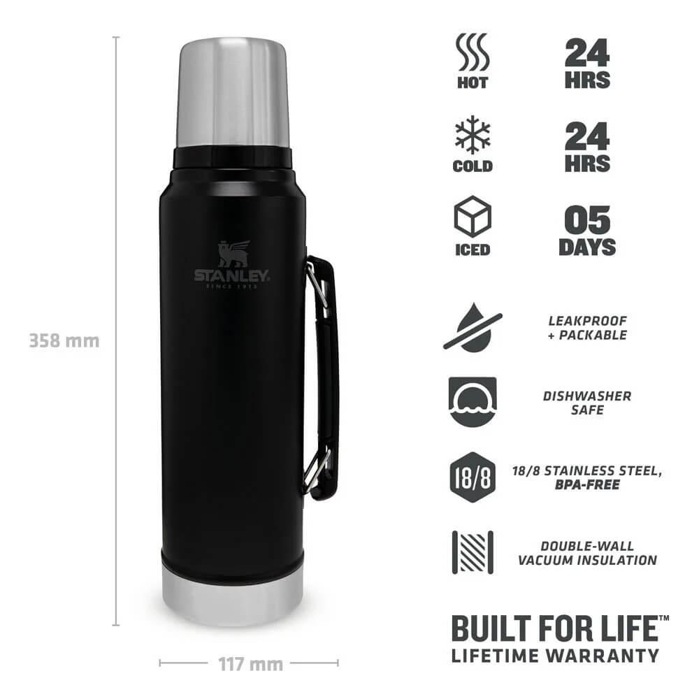 Stanley The Legendary Classic Bottle Termos 1.0L / 1.1QT - Matte Black Pebble | 10-08266-002