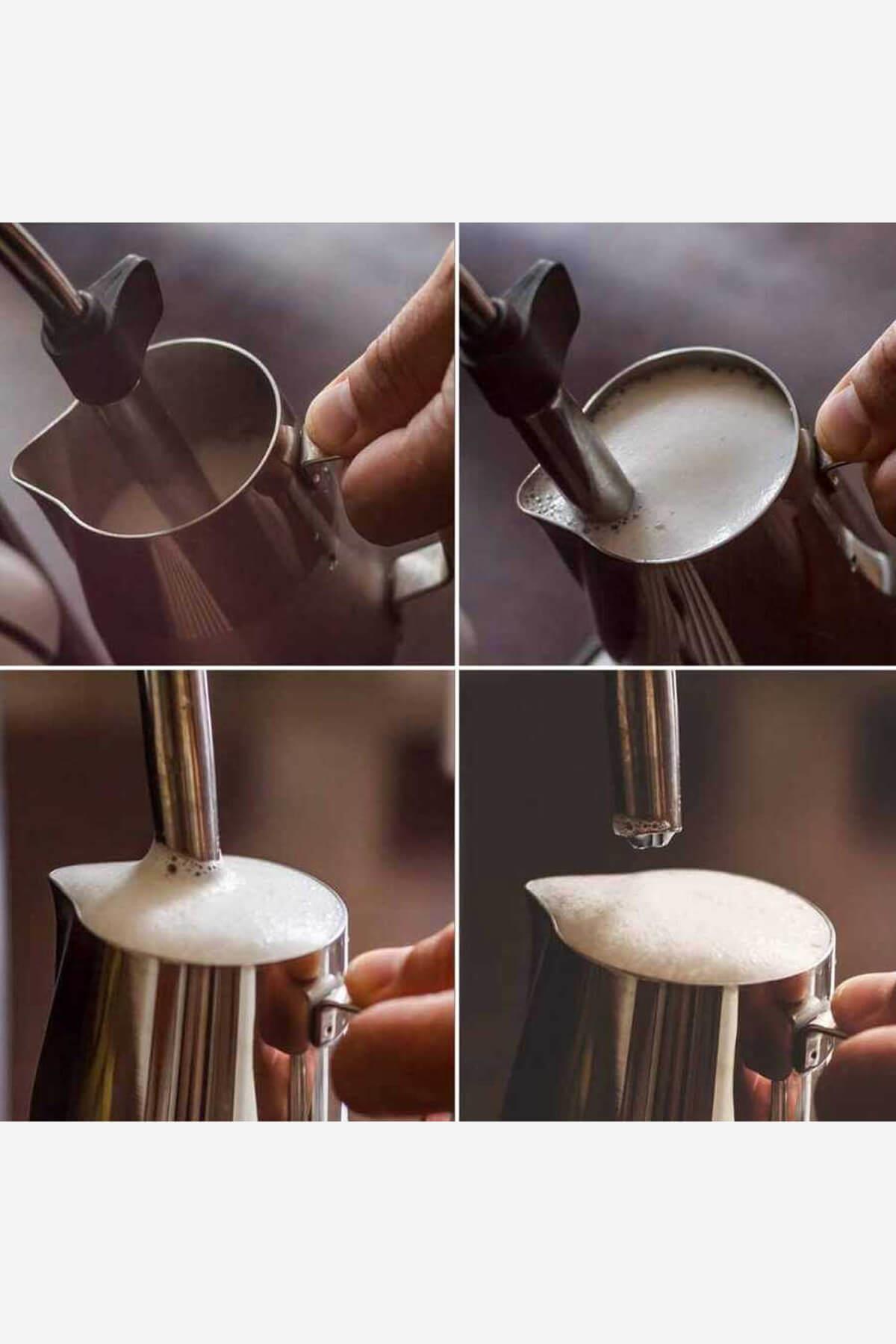 Süt Potu Barista Pitcher Seti - Paslanmaz Çelik | 350ml + 500ml + 700ml + 1000ml