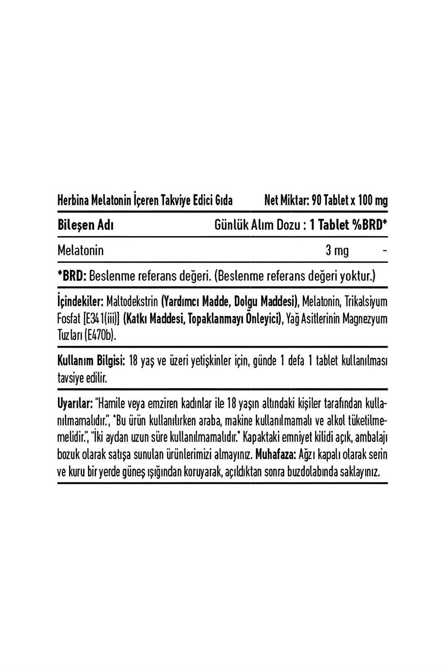 Herbina Melatonin 3 mg 90 tablet