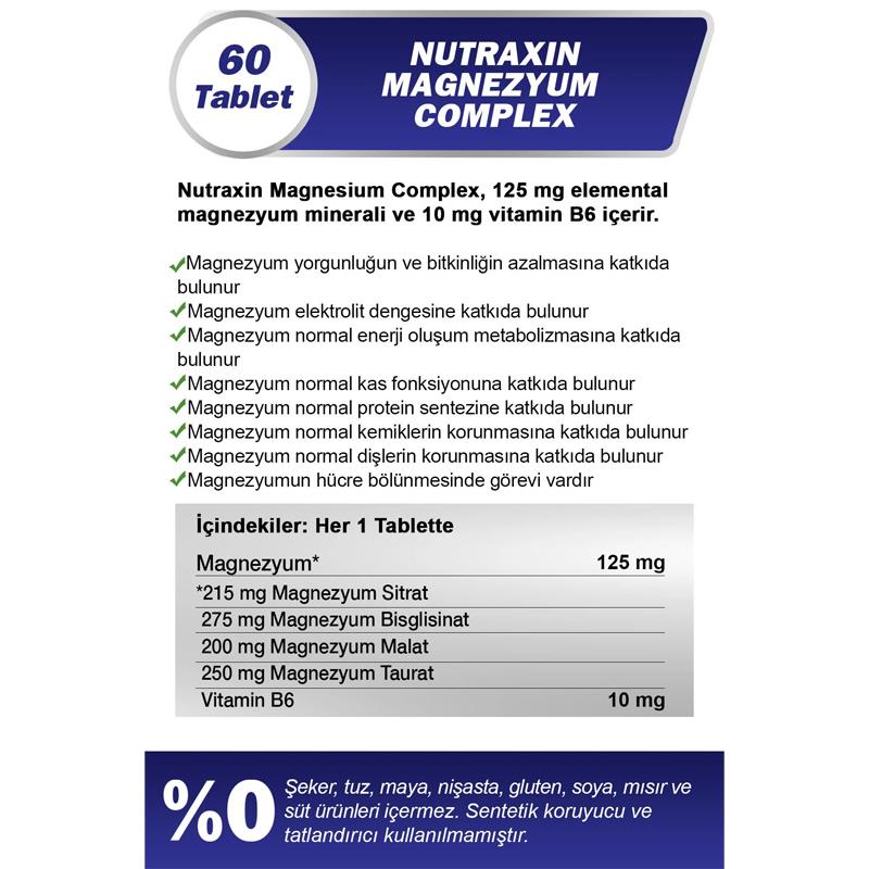 Nutraxin Magnesium Complex Vitamin B6 60 Tablet